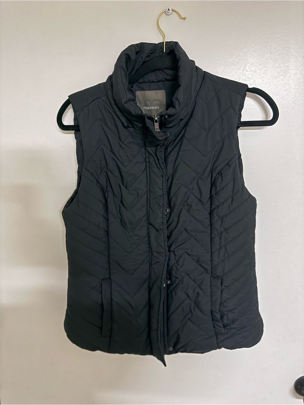 Maurices Black Quilted Puffer Vest with High Collar